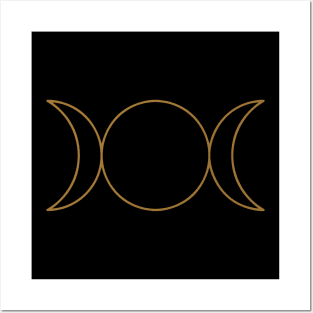 Triple Goddess Moon Symbol Gold Posters and Art